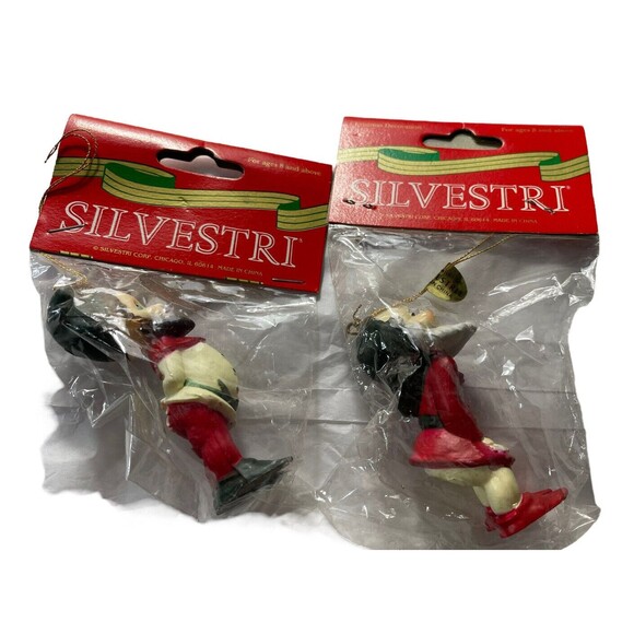 Vintage Silvestri Christmas Elf Ornament Hanging 2.5” Gnome Figure New Old Stock - Picture 1 of 5
